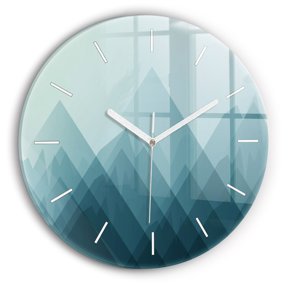 Ceas perete din sticlă rotund unic Figuri geometrice