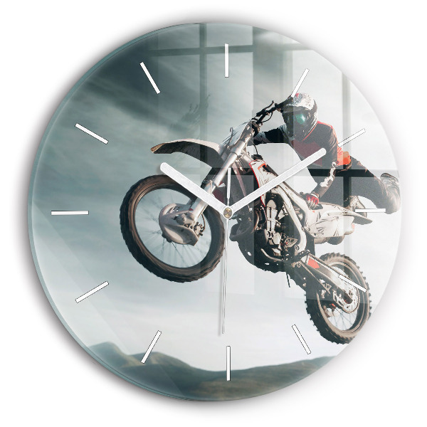 Ceas rotund de perete din sticlă unic Adrenalină în stil motor