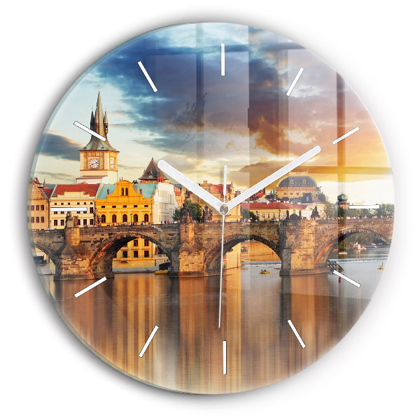 Ceas perete din sticlă rotund unic Panoramă asupra râului
