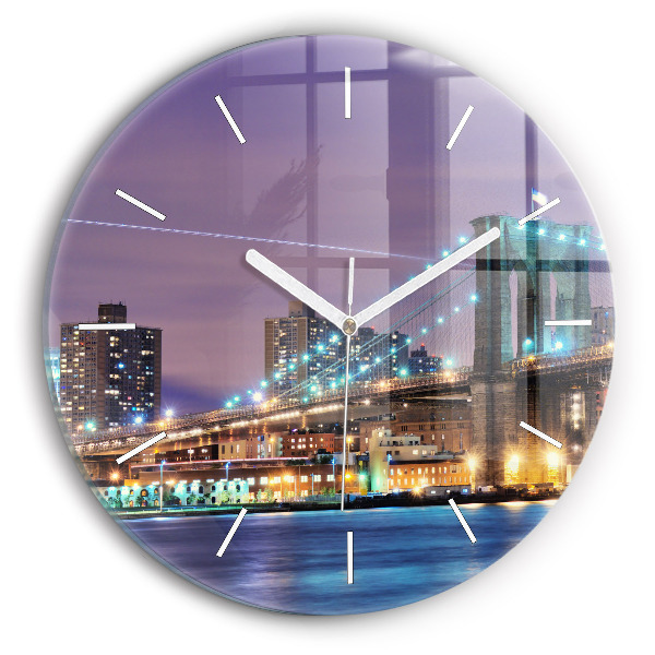 Ceas perete din sticlă rotund unic Podul Brooklyn și East River