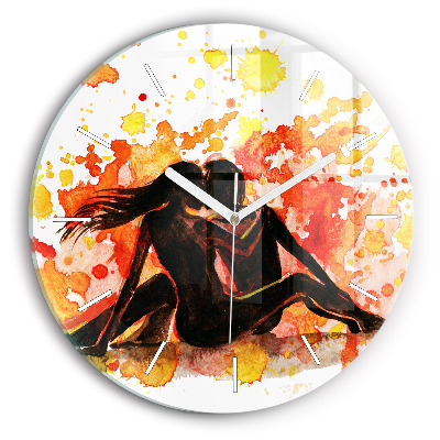 Ceas rotund de perete din sticlă unic Dragoste și un cuplu îndrăgostit