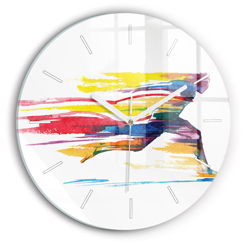 Ceas rotund de perete din sticlă unic Ilustrație alergător