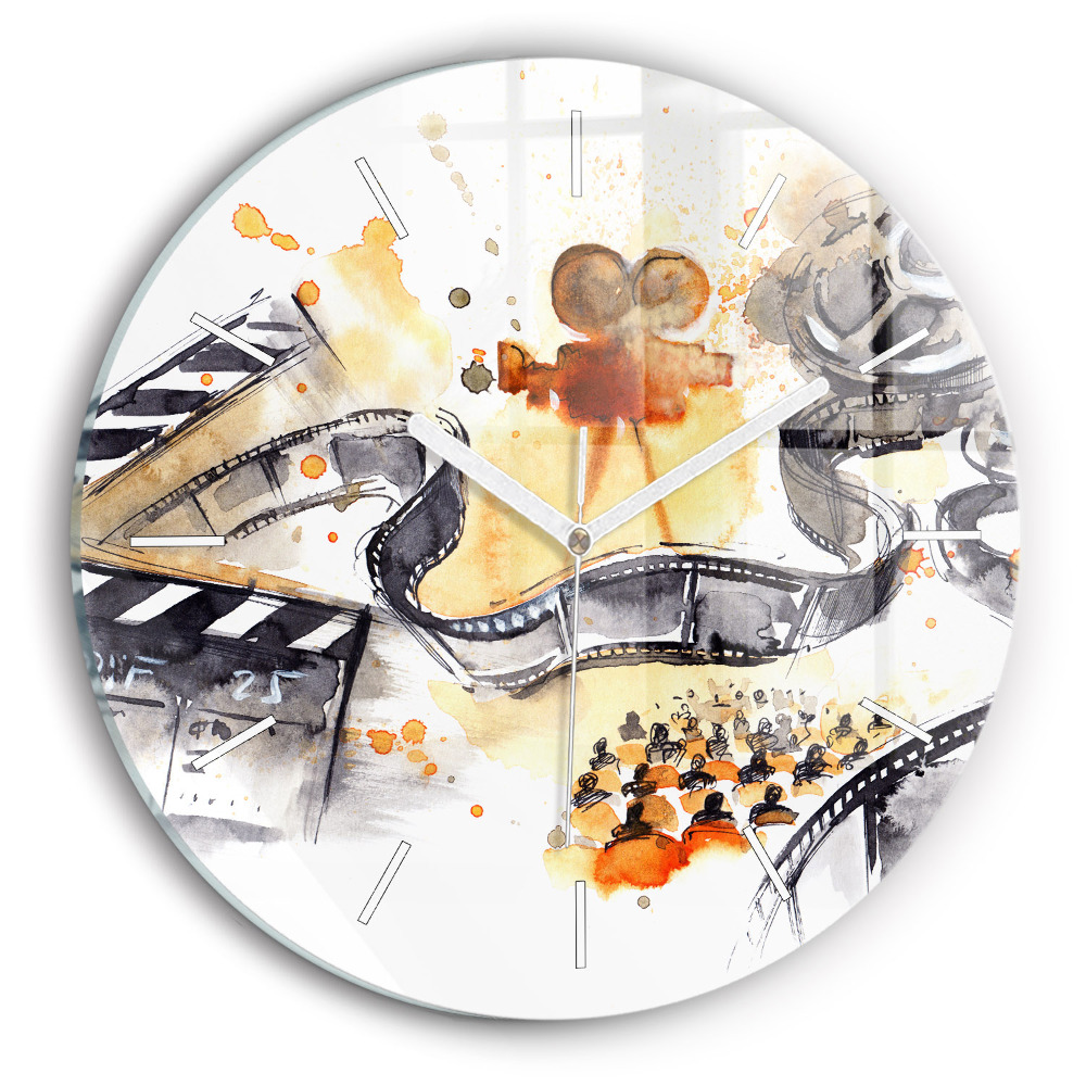 Ceas perete din sticlă rotund unic cameră de cinematografie