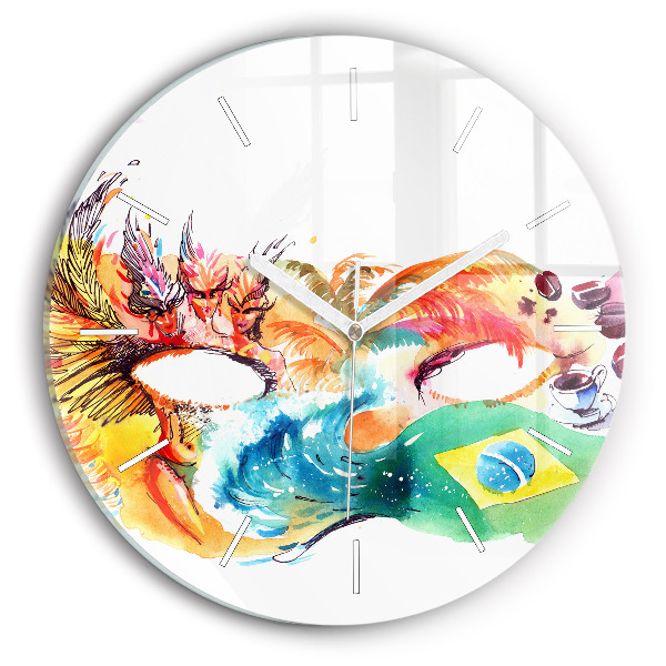 Ceas rotund de perete din sticlă unic Cultură - Drapelul Brazilian