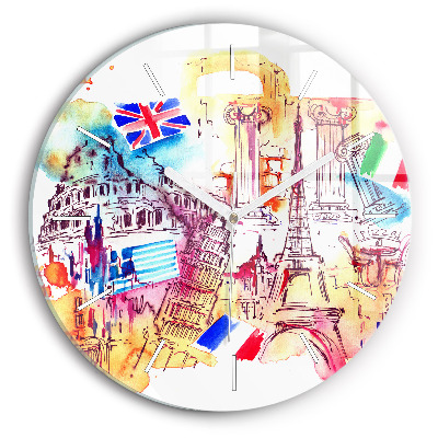 Ceas perete din sticlă rotund unic Țări atractive din lume