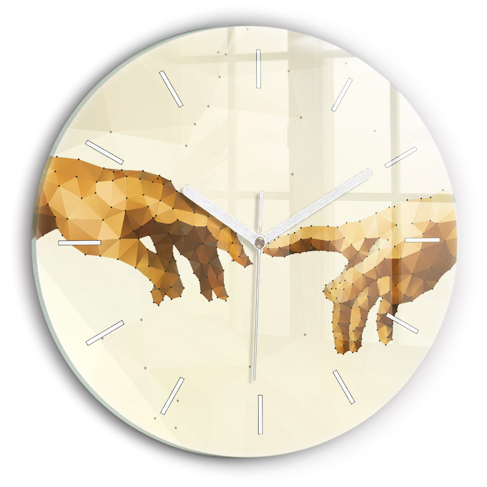 Ceas perete din sticlă rotund unic Crearea lui Adam