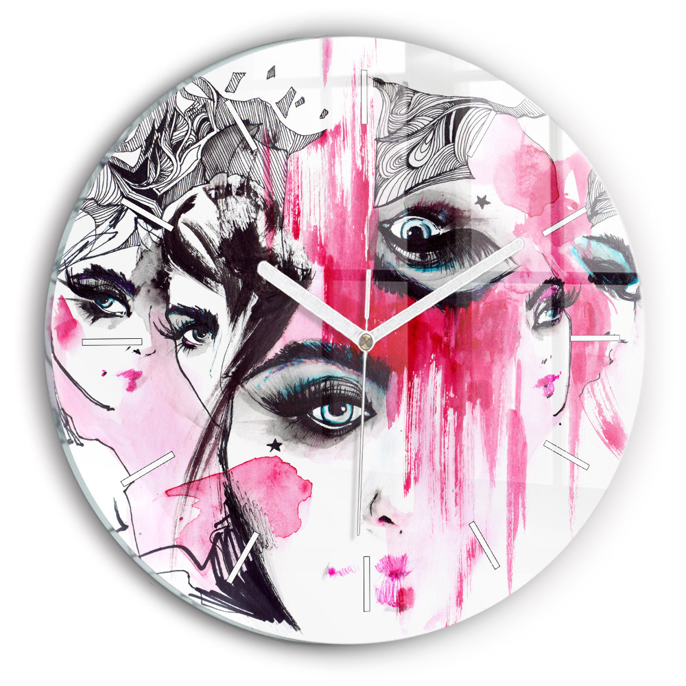 Ceas perete din sticlă rotund unic Multele fețe ale abstracțiunii