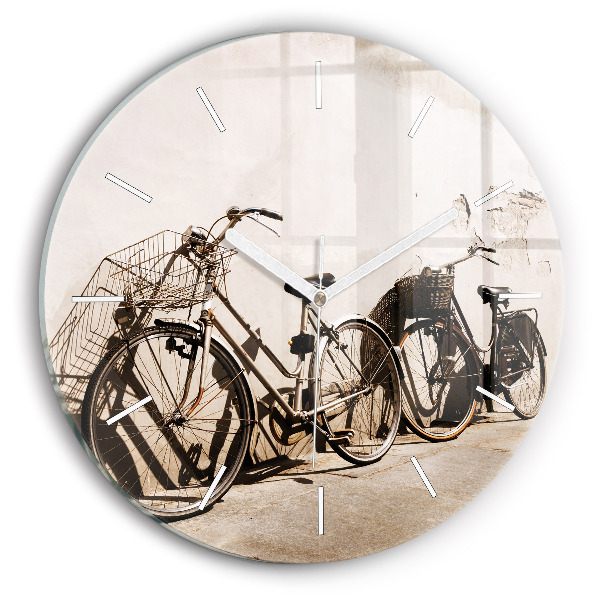 Ceas perete din sticlă rotund unic Bicicletă italiană