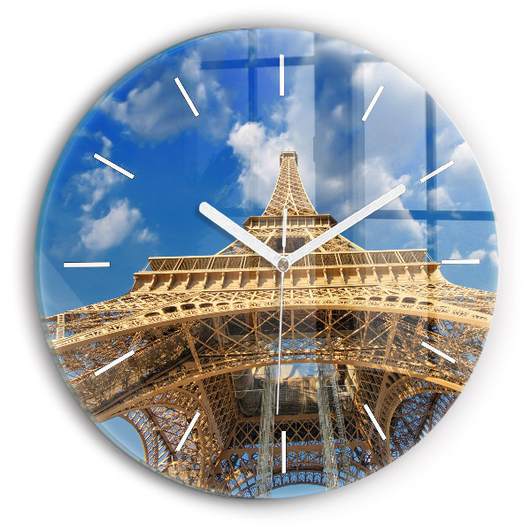 Ceas rotund de perete din sticlă unic Turnul Eiffel din Franța