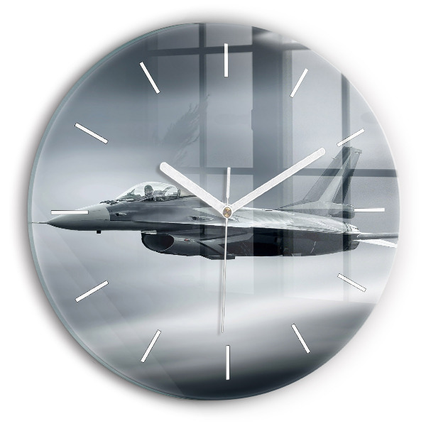 Ceas rotund de perete din sticlă unic Avioane militare
