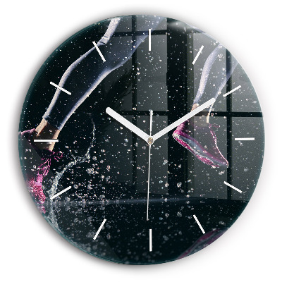 Ceas rotund de perete din sticlă unic Stil de viață sănătos - alergare