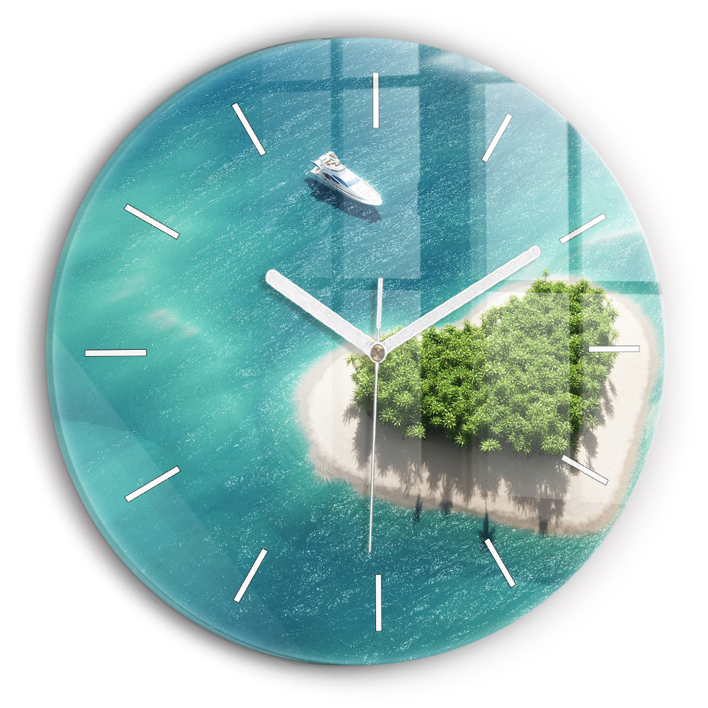 Ceas perete din sticlă rotund unic Insula Inimii