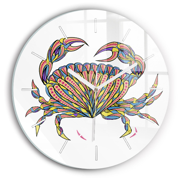 Ceas rotund de perete din sticlă unic Crab etnic