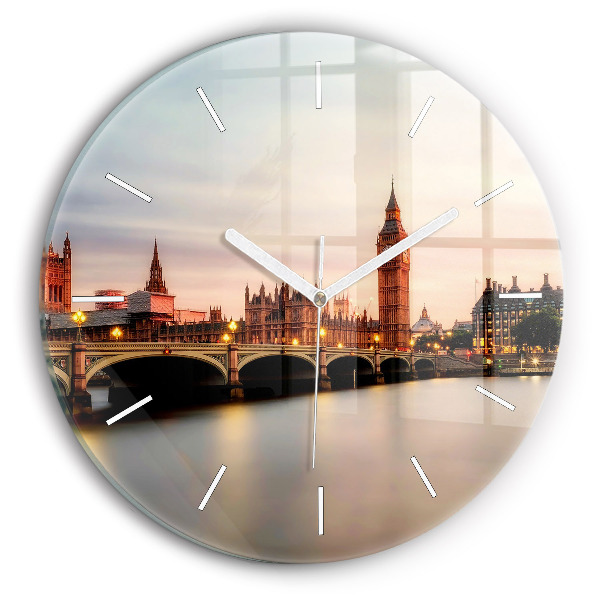 Ceas rotund de perete din sticlă unic Panorama Big Ben din Londra