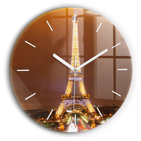 Ceas perete din sticlă rotund unic Turnul Eiffel iluminat