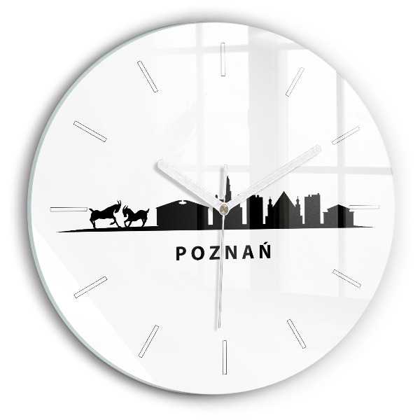 Ceas perete din sticlă rotund unic Grafică panoramică din Poznań
