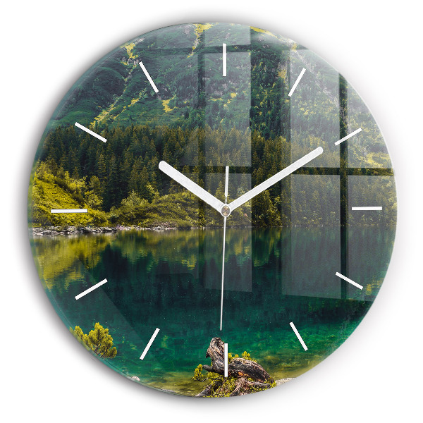 Ceas perete din sticlă rotund unic Morskie Oko în Munții Tatra