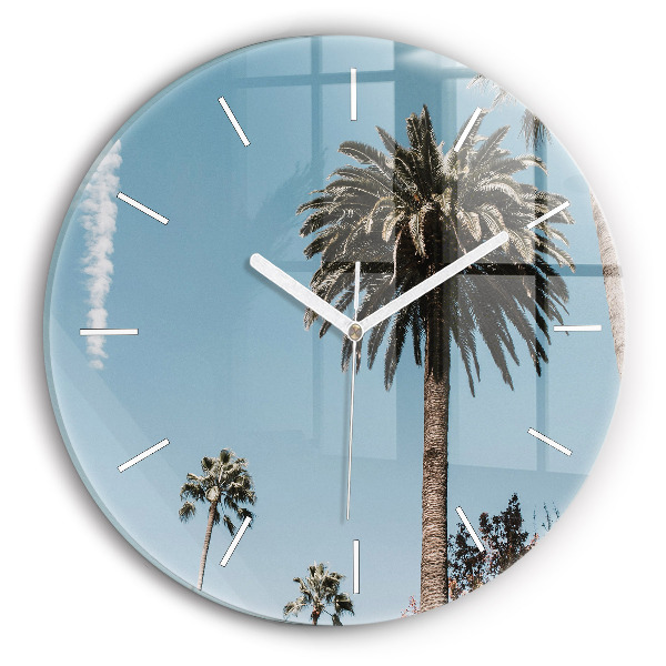 Ceas rotund de perete din sticlă unic Palmieri în Los Angeles