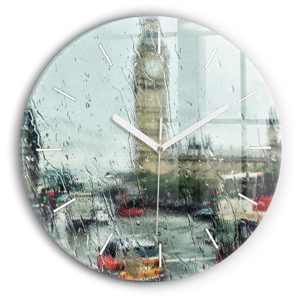 Ceas rotund de perete din sticlă unic Londra ploioasă