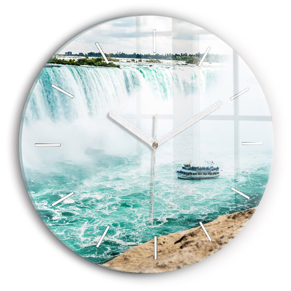 Ceas rotund de perete din sticlă unic Barca și Niagara