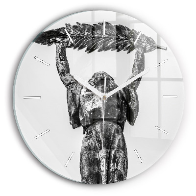 Ceas rotund de perete din sticlă unic Statuia Libertății din Budapesta