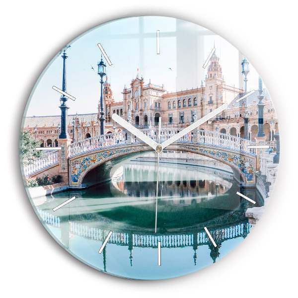 Ceas perete din sticlă rotund unic Plaza de España din Sevilla