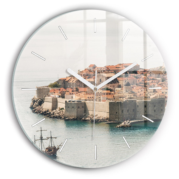 Ceas rotund de perete din sticlă unic Navă cu pânze în Dubrovnik