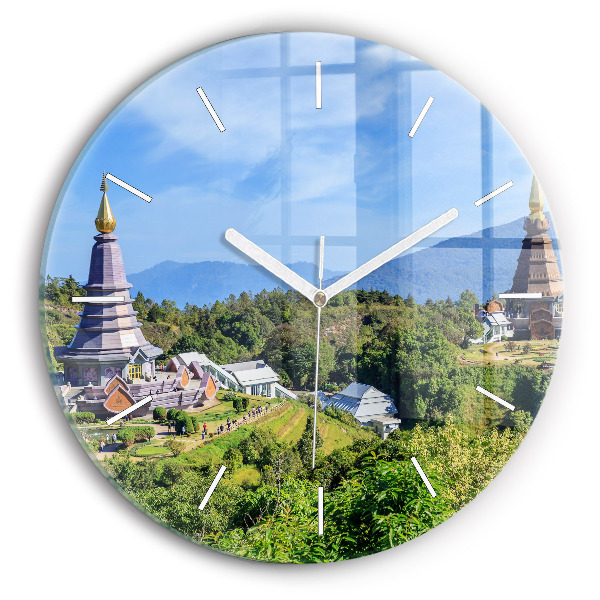 Ceas rotund de perete din sticlă unic Parcul Național Chiang Mai