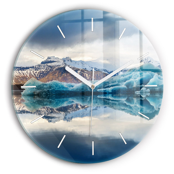 Ceas rotund de perete din sticlă unic Lacul Jökulsárlón, Islanda