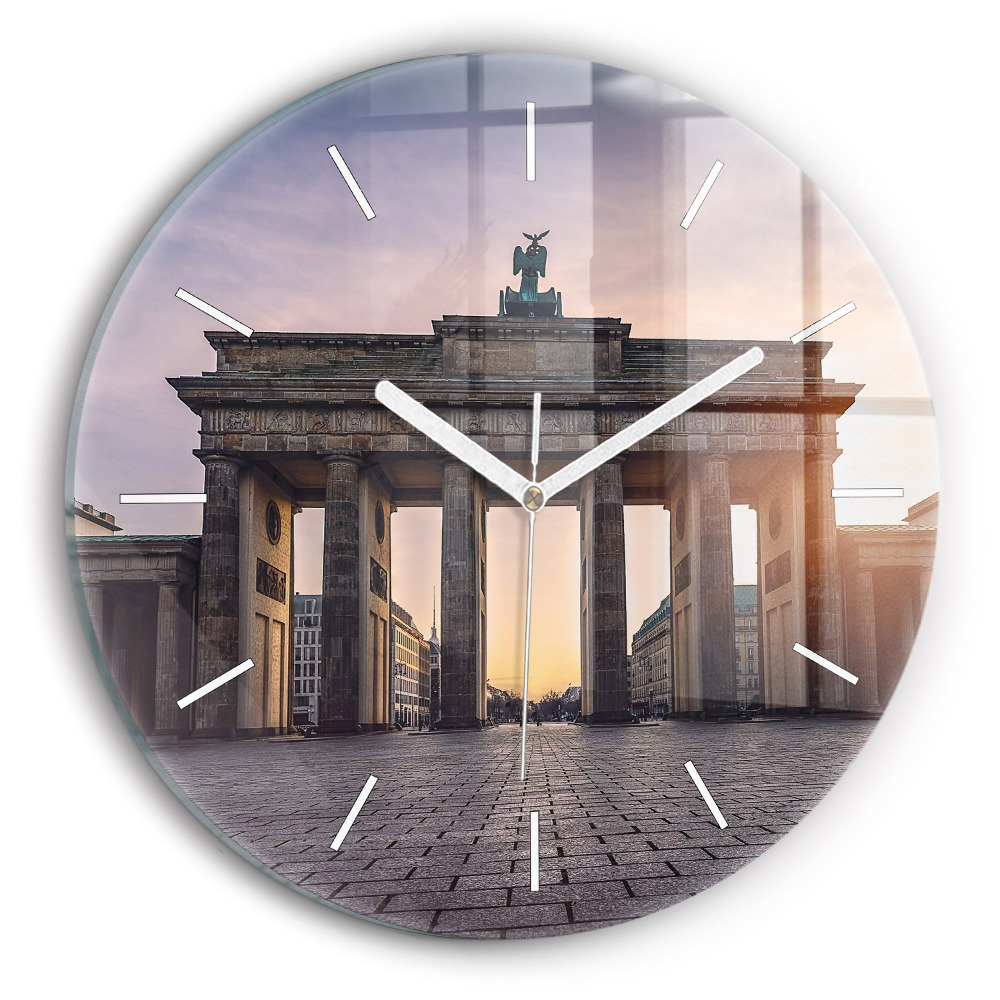 Ceas rotund de perete din sticlă unic Poarta Brandenburg