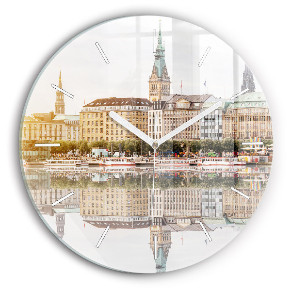 Ceas rotund de perete din sticlă unic Râul Hamburg, Germania