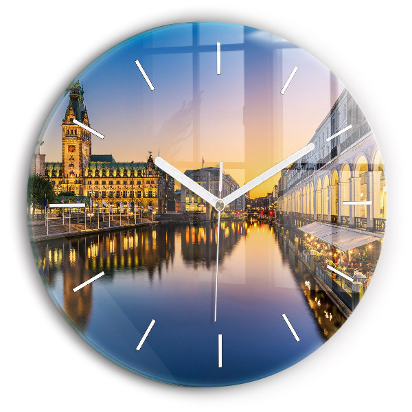 Ceas rotund de perete din sticlă unic Primăria orașului Hamburg