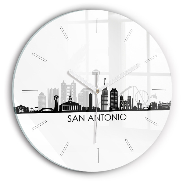 Ceas rotund de perete din sticlă unic Orașul San Antonio, Texas