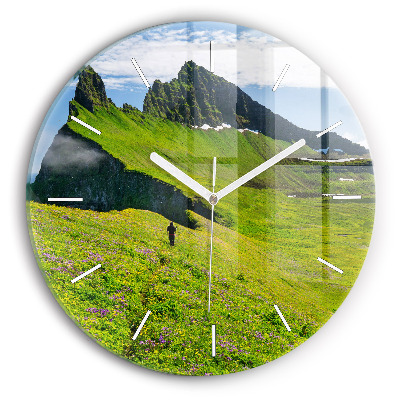 Ceas rotund de perete din sticlă unic Rezervația Hornstrandir din Islanda