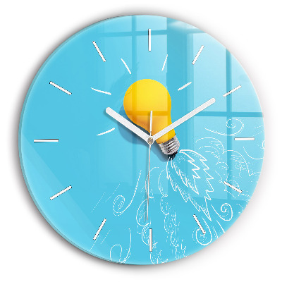 Ceas rotund de perete din sticlă unic Desenul unui bec