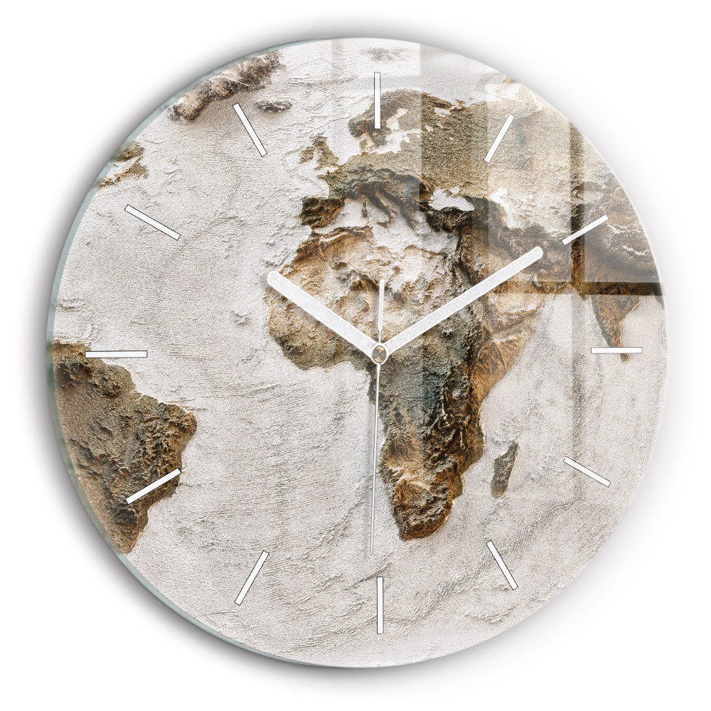 Ceas rotund de perete din sticlă unic Hartă veche a lumii