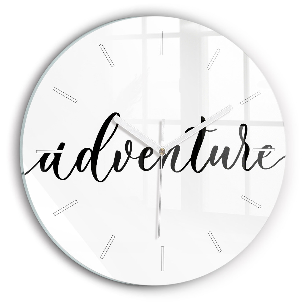 Ceas rotund de perete din sticlă unic Inscripție de aventură