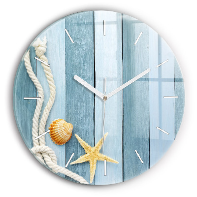 Ceas rotund de perete din sticlă unic Dungi și coajă de plăci