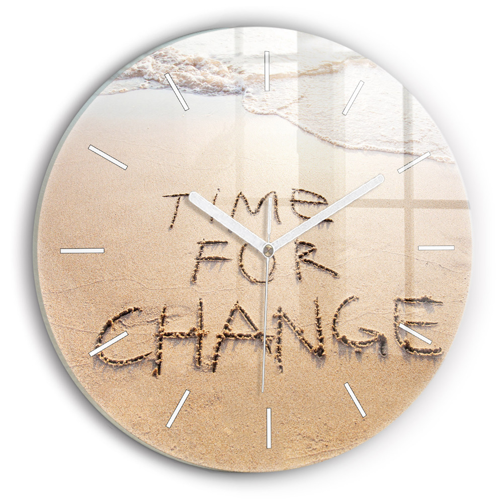 Ceas rotund de perete din sticlă unic Citat pe plajă