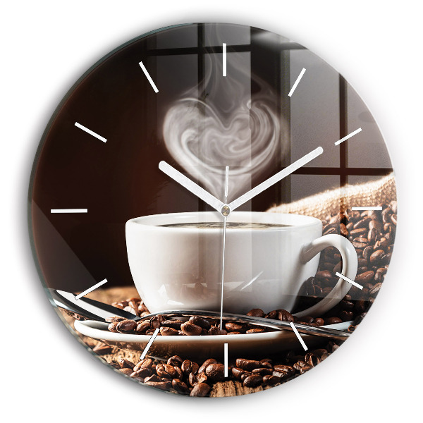 Ceas rotund de perete din sticlă unic O ceașcă de cafea
