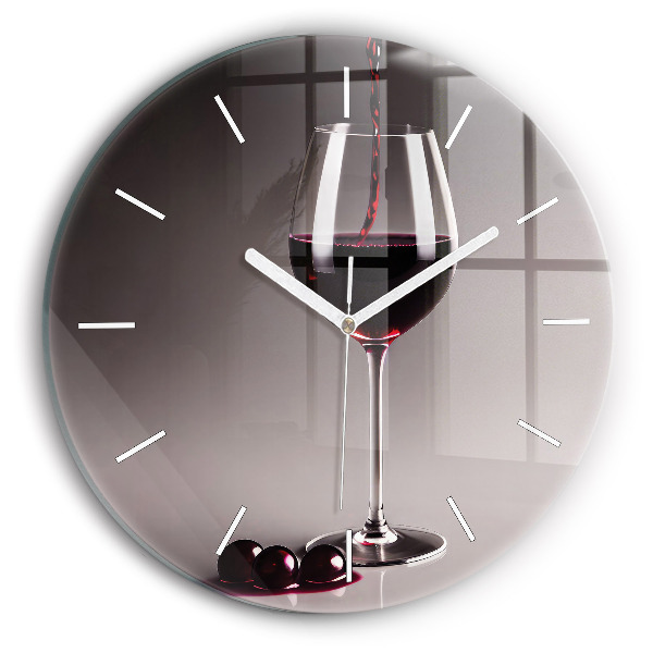 Ceas rotund de perete din sticlă unic Un pahar de vin roșu