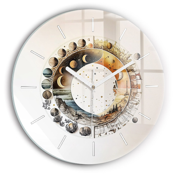 Ceas rotund de perete din sticlă unic Ceas astronomic