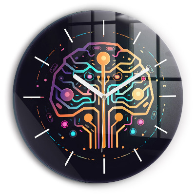 Ceas perete din sticlă rotund unic Abstracție colorată