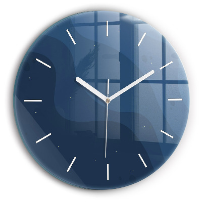 Ceas rotund de perete din sticlă unic Valuri albastre