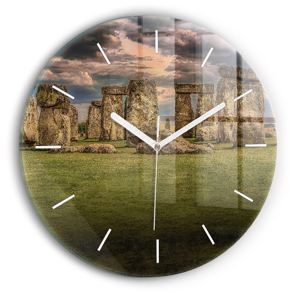 Ceas rotund de perete din sticlă unic Nimbostratusul din Stonehenge