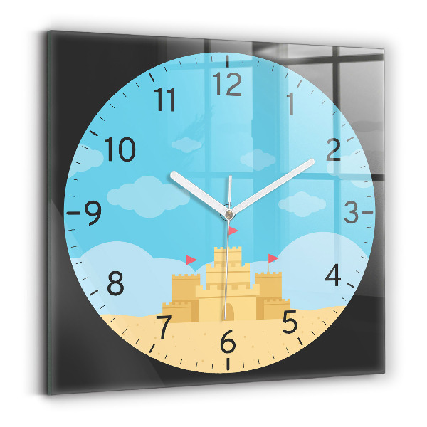 Ceas pătrat de perete din sticlă decorativ Castel de nisip