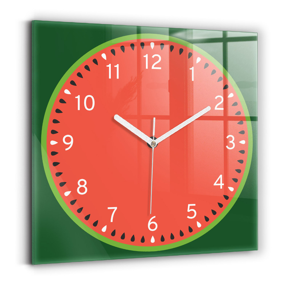 Ceas pătrat de perete din sticlă decorativ Pepene verde dulce