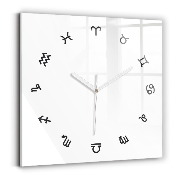 Ceas pătrat de perete din sticlă decorativ Zodiace minimaliste
