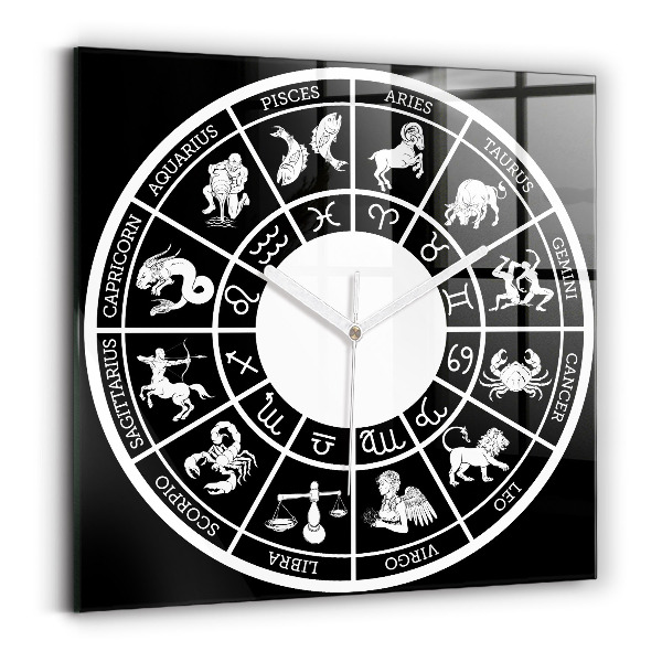 Ceas pătrat de perete din sticlă decorativ Zodiac