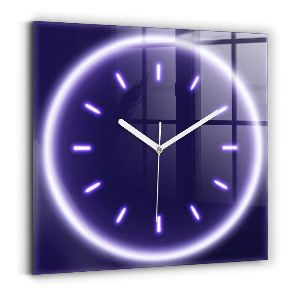 Ceas pătrat de perete din sticlă decorativ Linii neon